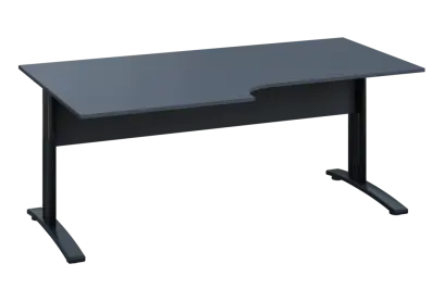 ERK 18 - 188 stůl kancelářský, rohový, levý, kovová podnož černá, deska 18 mm, široký 1800 mm, antracit